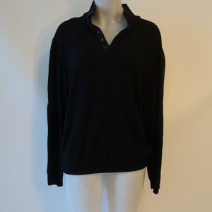 Mens Boss Hugo Boss Black 1/4 Snap Button Wool Blend Knit Pullover Sweater XL *